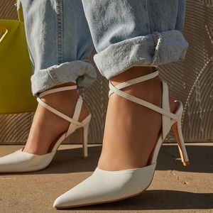 Eyais pu white heels